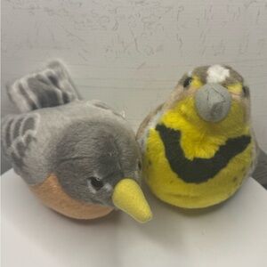 Plush Bird Toy Set - Gray and Yellow